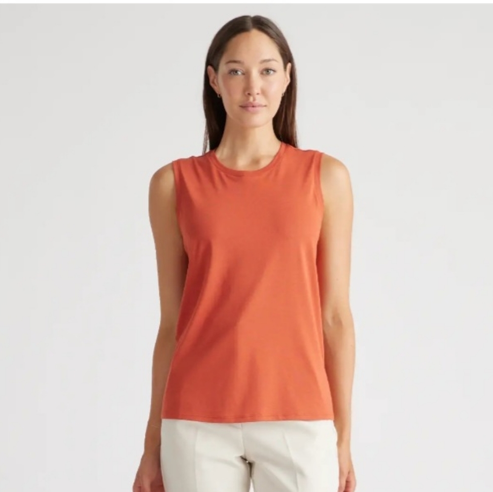 QUINCE Cotton Modal Muscle Tank, size small, dusty pink